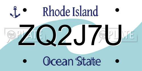 ZQ2J7U Rhode Island License Plate