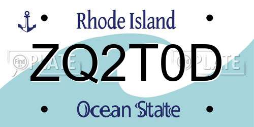 ZQ2T0D Rhode Island License Plate