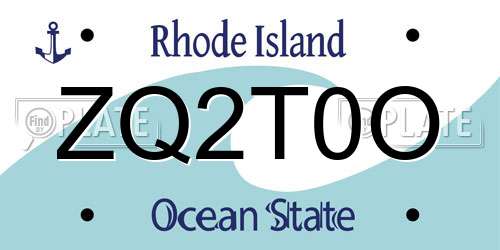 ZQ2T0O Rhode Island License Plate