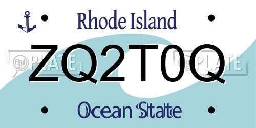 ZQ2T0Q Rhode Island License Plate