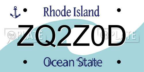 ZQ2Z0D Rhode Island License Plate