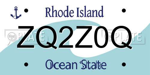 ZQ2Z0Q Rhode Island License Plate