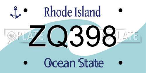 ZQ398 Rhode Island License Plate