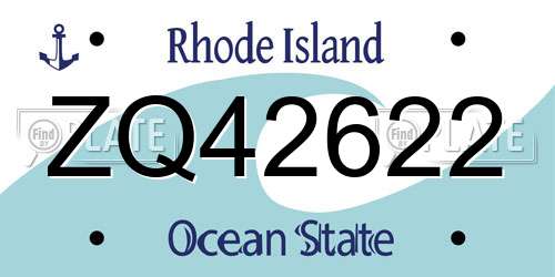 ZQ42622 Rhode Island License Plate