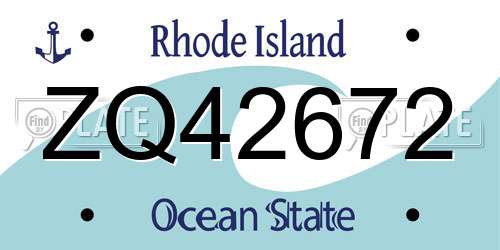 ZQ42672 Rhode Island License Plate