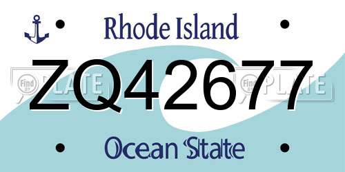 ZQ42677 Rhode Island License Plate