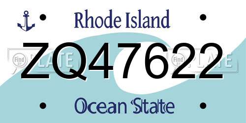 ZQ47622 Rhode Island License Plate