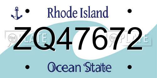 ZQ47672 Rhode Island License Plate