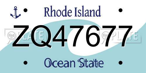 ZQ47677 Rhode Island License Plate