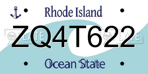 ZQ4T622 Rhode Island License Plate