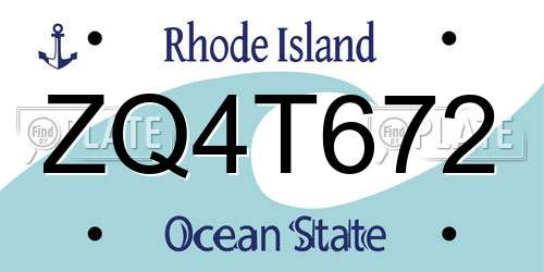 ZQ4T672 Rhode Island License Plate