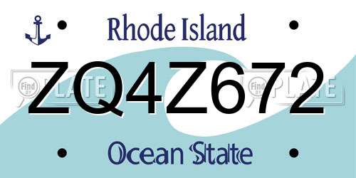 ZQ4Z672 Rhode Island License Plate