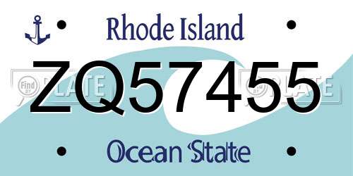 ZQ57455 Rhode Island License Plate