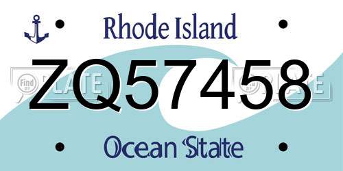ZQ57458 Rhode Island License Plate