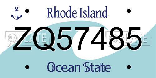 ZQ57485 Rhode Island License Plate
