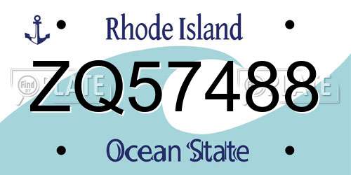ZQ57488 Rhode Island License Plate