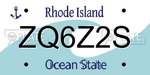 ZQ6Z2S Rhode Island License Plate