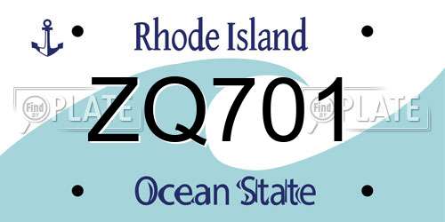 ZQ701 Rhode Island License Plate