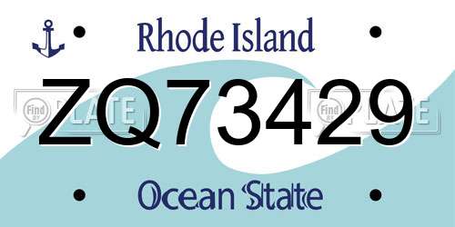 ZQ73429 Rhode Island License Plate