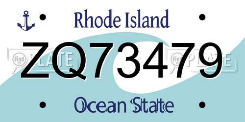 ZQ73479 Rhode Island License Plate