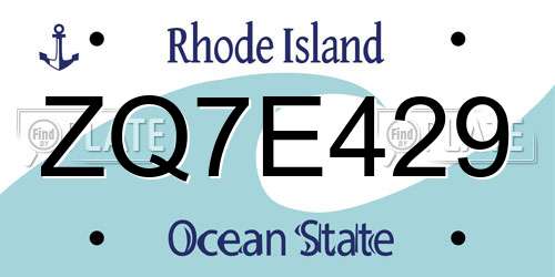 ZQ7E429 Rhode Island License Plate