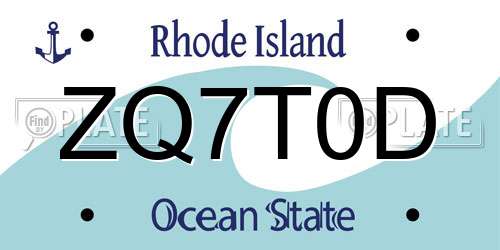 ZQ7T0D Rhode Island License Plate