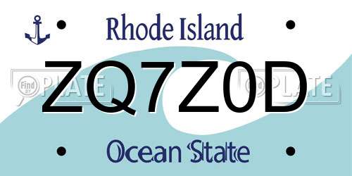 ZQ7Z0D Rhode Island License Plate