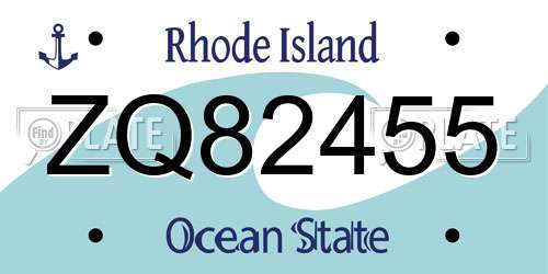 ZQ82455 Rhode Island License Plate