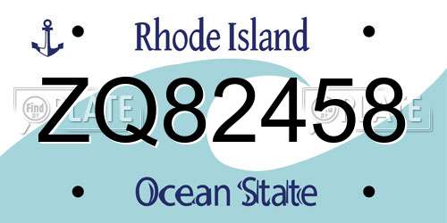 ZQ82458 Rhode Island License Plate