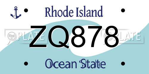 ZQ878 Rhode Island License Plate