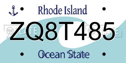 ZQ8T485 Rhode Island License Plate