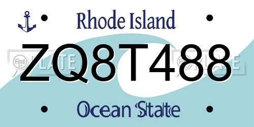 ZQ8T488 Rhode Island License Plate