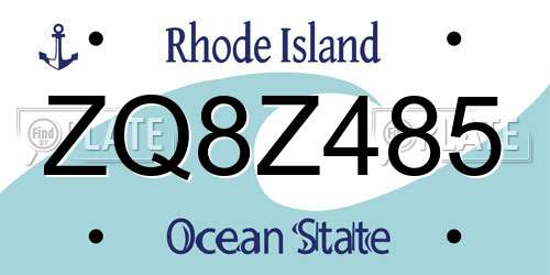 ZQ8Z485 Rhode Island License Plate