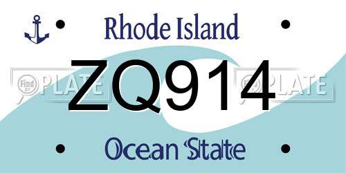 ZQ914 Rhode Island License Plate