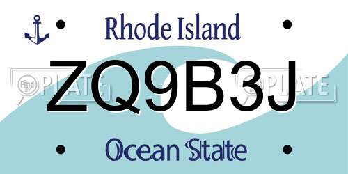 ZQ9B3J Rhode Island License Plate
