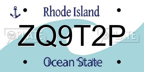 ZQ9T2P Rhode Island License Plate