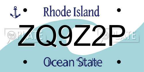 ZQ9Z2P Rhode Island License Plate