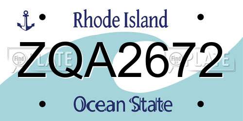 ZQA2672 Rhode Island License Plate