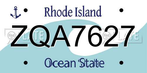 ZQA7627 Rhode Island License Plate
