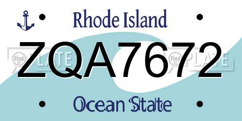 ZQA7672 Rhode Island License Plate
