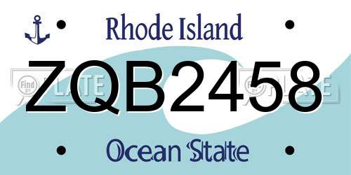 ZQB2458 Rhode Island License Plate