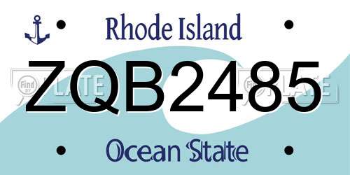 ZQB2485 Rhode Island License Plate