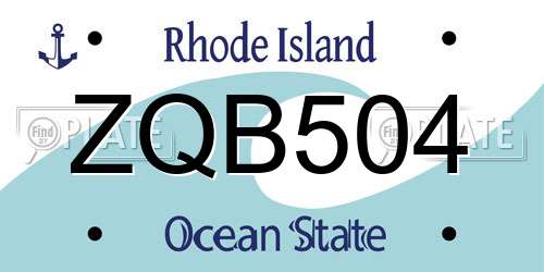 ZQB504 Rhode Island License Plate