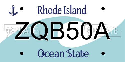 ZQB50A Rhode Island License Plate