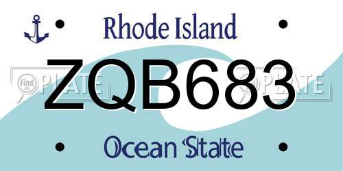 ZQB683 Rhode Island License Plate