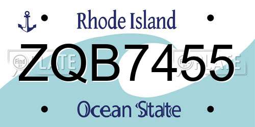 ZQB7455 Rhode Island License Plate