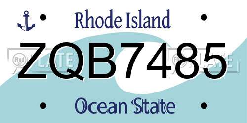 ZQB7485 Rhode Island License Plate