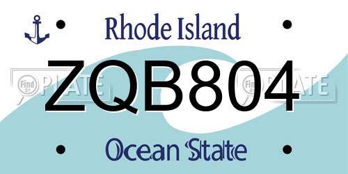ZQB804 Rhode Island License Plate