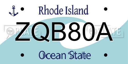 ZQB80A Rhode Island License Plate