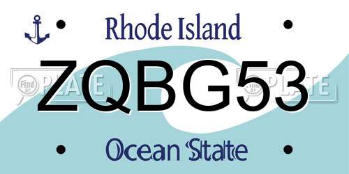 ZQBG53 Rhode Island License Plate